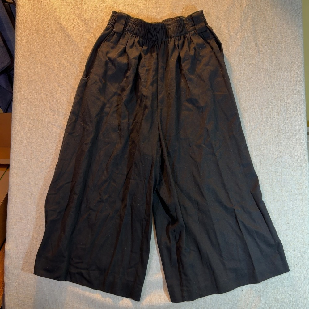 Metro New York Wide-Leg Palazzo Pants Black Elastic Waist Women's Size 8